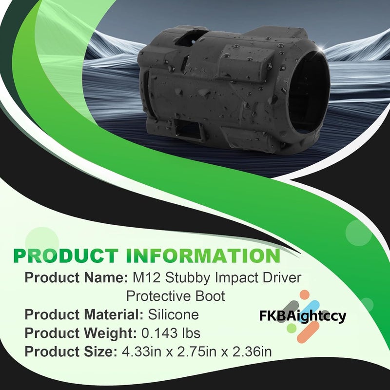FKBAightccy 49-16-2563 Stubby Impact Driver Protective Boot for Milwaukee M12 1/2 and 3/8 Impact Driver Protective Boot for 2562-20 2563-20 2563P-20 Wrench Black Accessories - Image 5